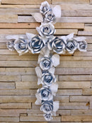 Cruz Decorativa Floral em Metalon