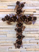 Cruz Decorativa Floral em Metalon