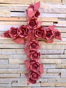 Cruz Decorativa Floral em Metalon